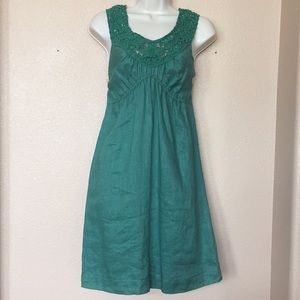 Max Studios Specialty Products Green Linen Dress M
